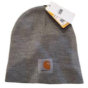 Carhartt Mens Rib Knit Beanie OS Gray Acrylic Gorpcore Stretchy Outdoors Active